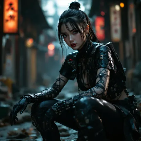Dystopian Japanese Cyberpunk Emo Girl