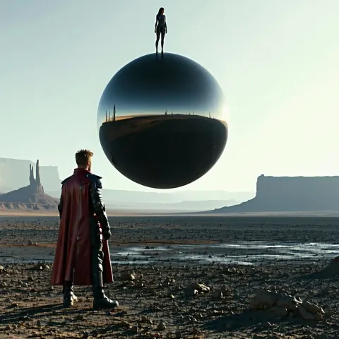Woman Sphere Desert Wasteland