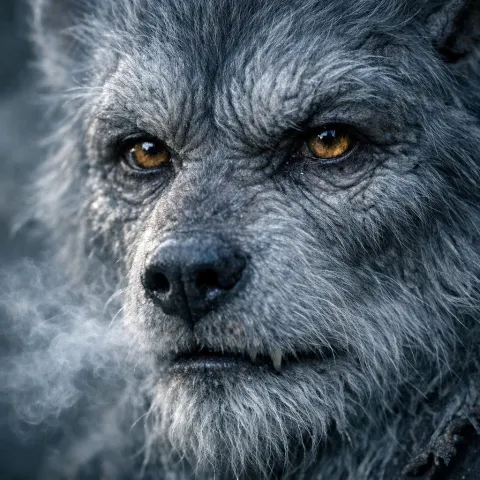 Werewolf Face Amber Eyes