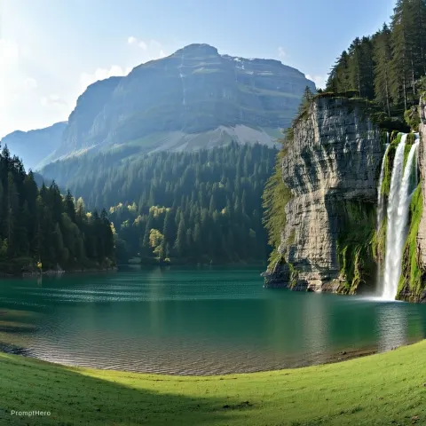 Mountain Lake Valley Landscape