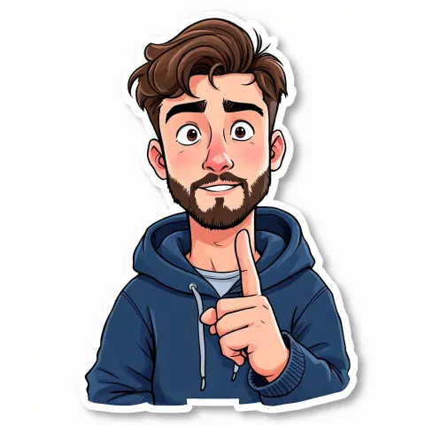 Cartoon Man Hoodie Pointing