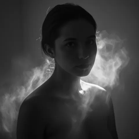 Woman Smoke Monochrome Portrait