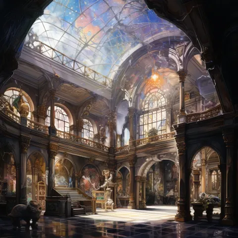 Fantasy Art Museum Watercolor