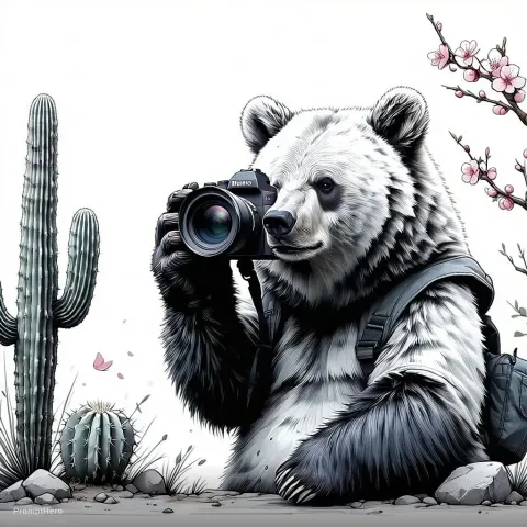 Bear Camera Line Drawing