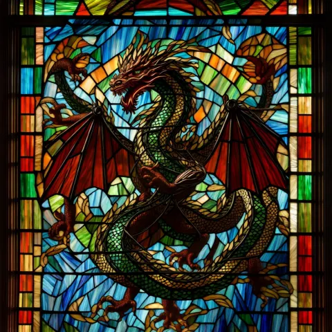 Chinese Dragon Stained Glass