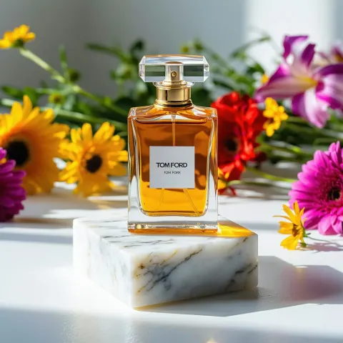 Perfume Bottle Marble Block Flowers