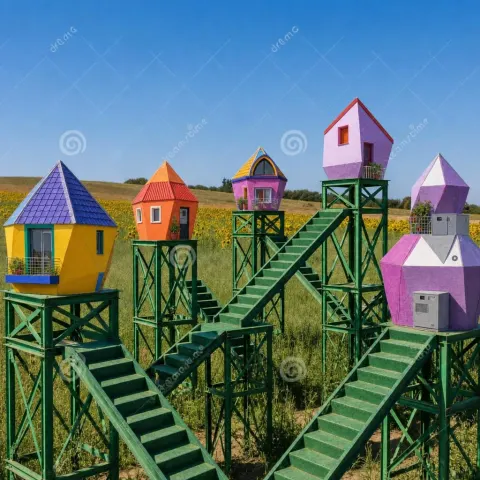 Prism Houses Green Metal Structures