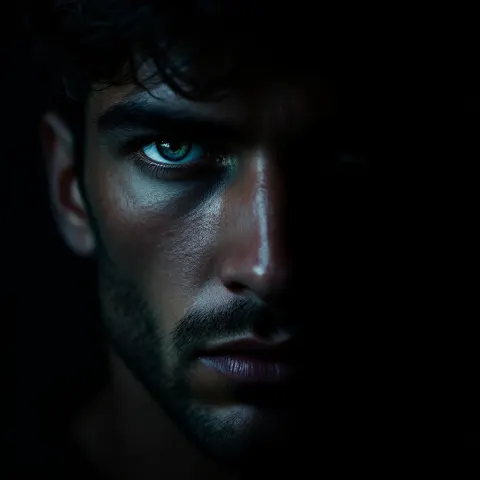Portrait Man Black Background Mysterious
