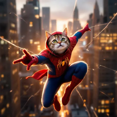 Spider Cat Flying New York Web