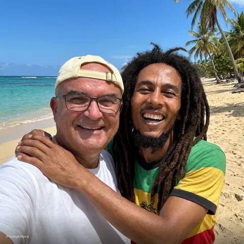 Bob Marley Tropical Beach Smiling
