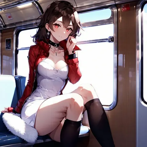 Anime Girl Momo Train Interior Outfit