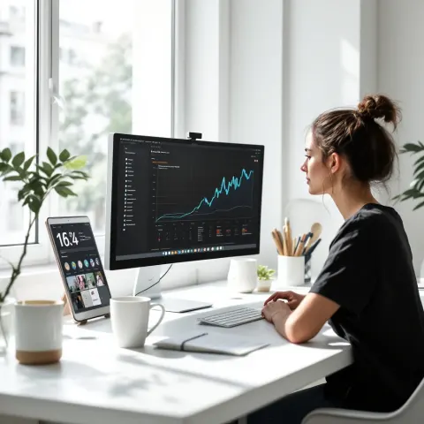 Designer Woman Workspace Desk Monitor