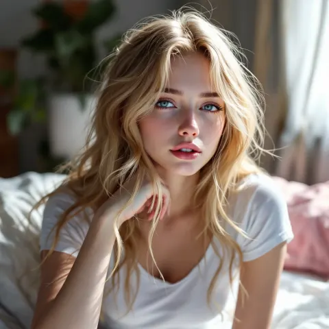 Blonde Woman Bedroom Digital Art
