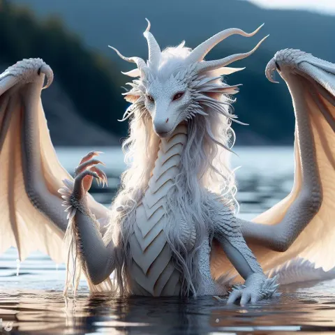 Female Dragon Water Lake Hyper Realistic
