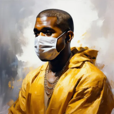 Kanye West Masked in the Studio