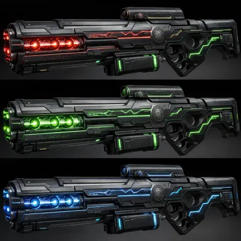 Military Sci Fi Weapons Red Green Blue