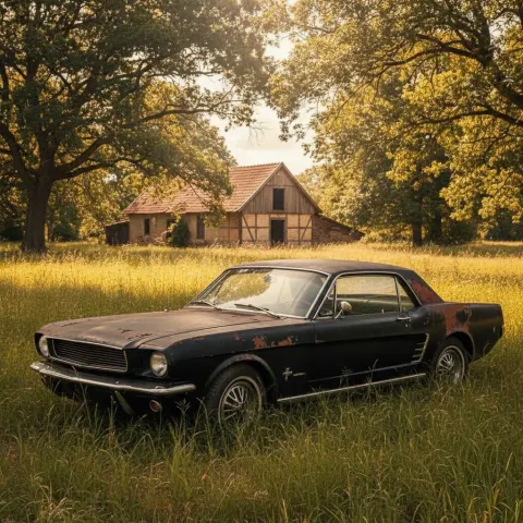 Vintage Mustang Rusted Nostalgia