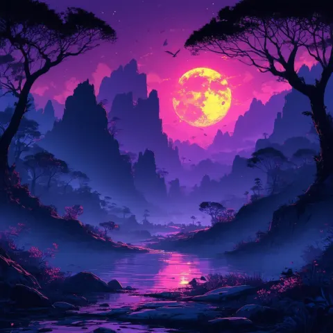 Dark Mystical Realm in Bold Vector Animation