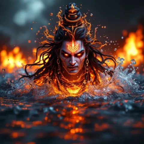 Lord Shiva Water Fire Hyperdetailed