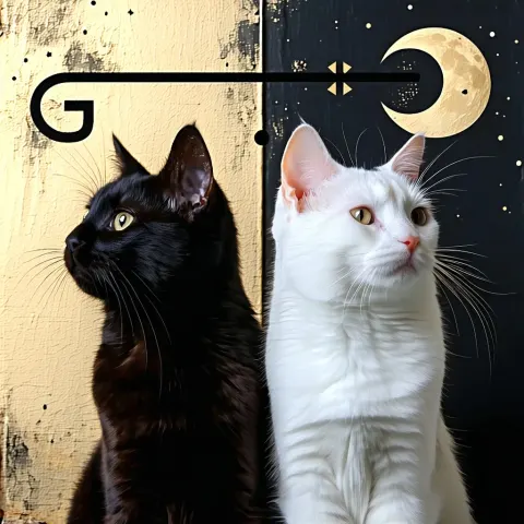 Black White Cat Gemini Sign