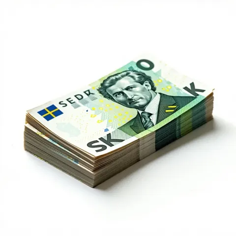 Swedish Banknotes Stack White Background