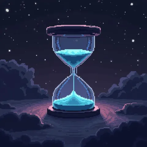 Looping Pixel Hourglass Adrift in the Void