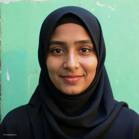 Indian Muslim Woman Hijab Smiling
