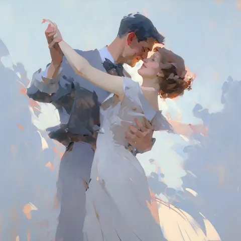 Dancing Couple Romantic Whimsical Joy