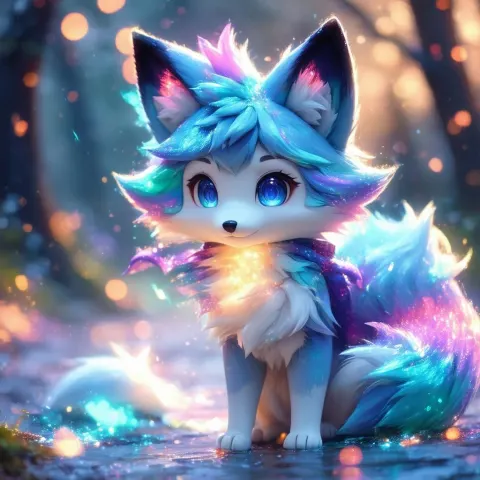 Fluffy Kemono Fox in Pastel Anime Glow