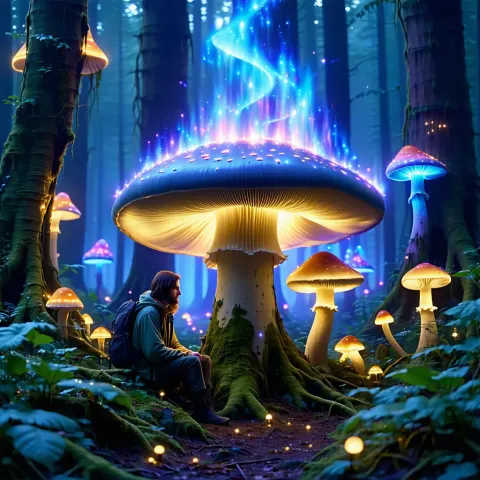Mystical Forest Mushroom Psychedelic Dawn