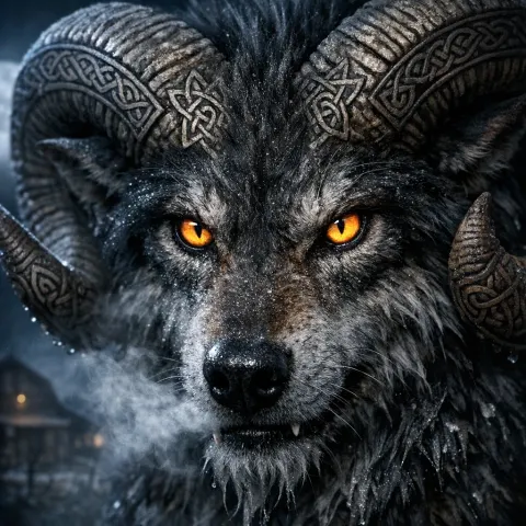 Wolf Goat Creature Glowing Eyes