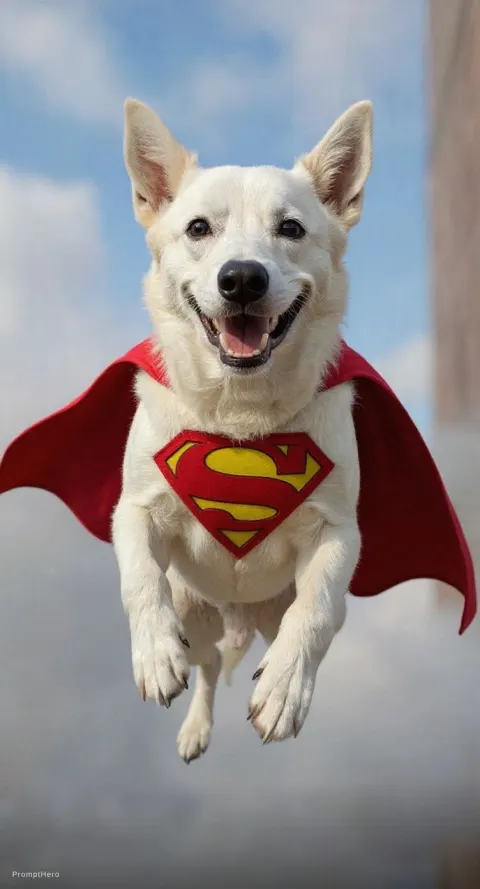 Flying Dog Superhero Happy White