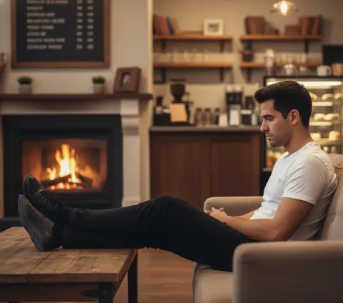Hispanic Barista Couch Coffee Shop