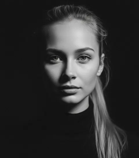 Blonde Woman Turtleneck Hasselblad Portrait