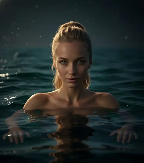 Man Ocean Submerged Portrait