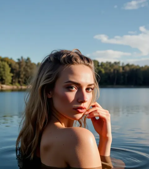 Woman Lake Water Ethereal Portrait