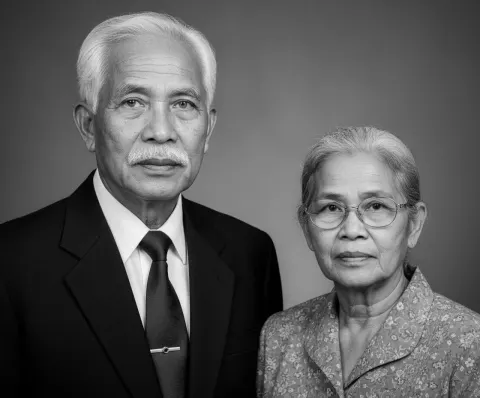 Elderly Man Formal Black And White Portrait