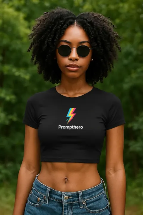 Model Black Shirt Glasses Logo