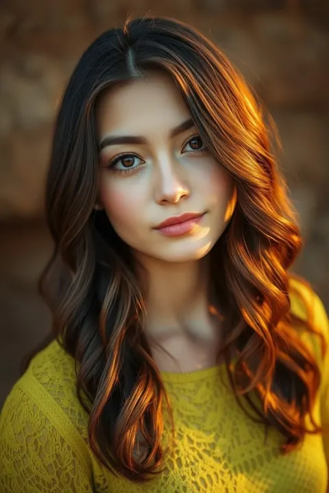 Woman Lace Blouse Golden Hour