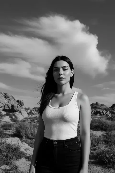 Woman Nature Black White Fashion