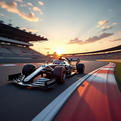 Silver Formula One Car Blazing Through Silverstone