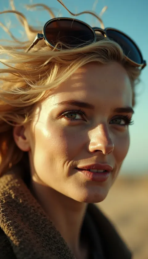 Blonde Woman Sunglasses Close-up Portrait