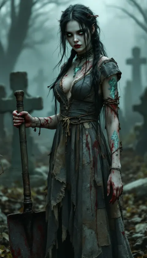 Gravedigger Woman Haunted Sorrow