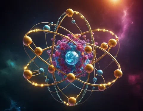 Atom Nucleus Electrons Futuristic Science