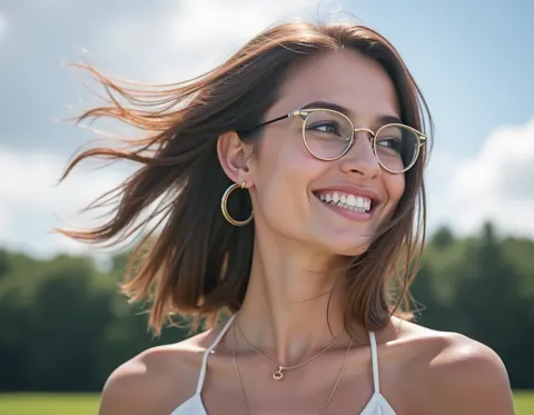Woman Hair Sky Confidently Radiant Smile Face