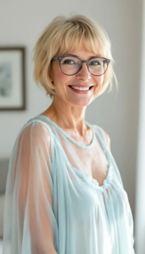 Woman Blue Hair Full Body Blonde Short