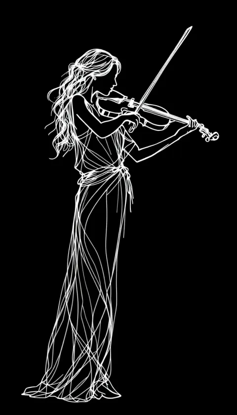 Woman White Drawing Minimalist Line Full Body