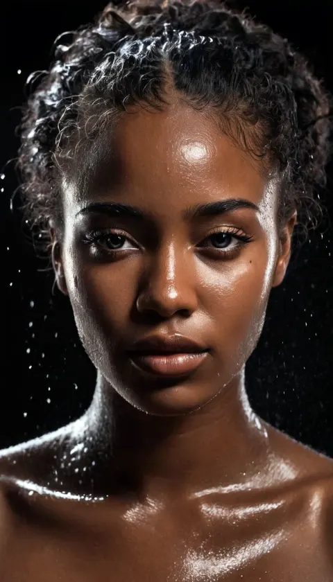 Woman Black Hair Water Editorial Fashion Portrait