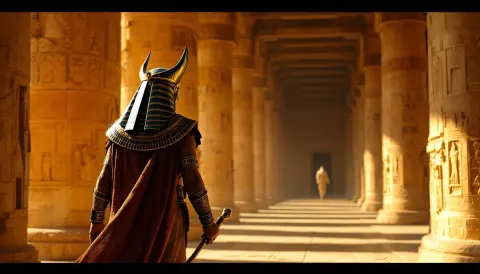 Pharaoh Temple Ancient Egyptian Long Corridor Front