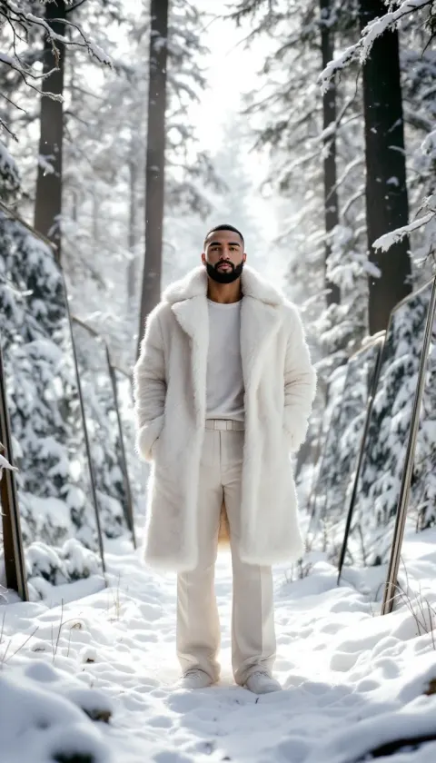 Man White Coat Forest Surreal 30-year-old Realistic